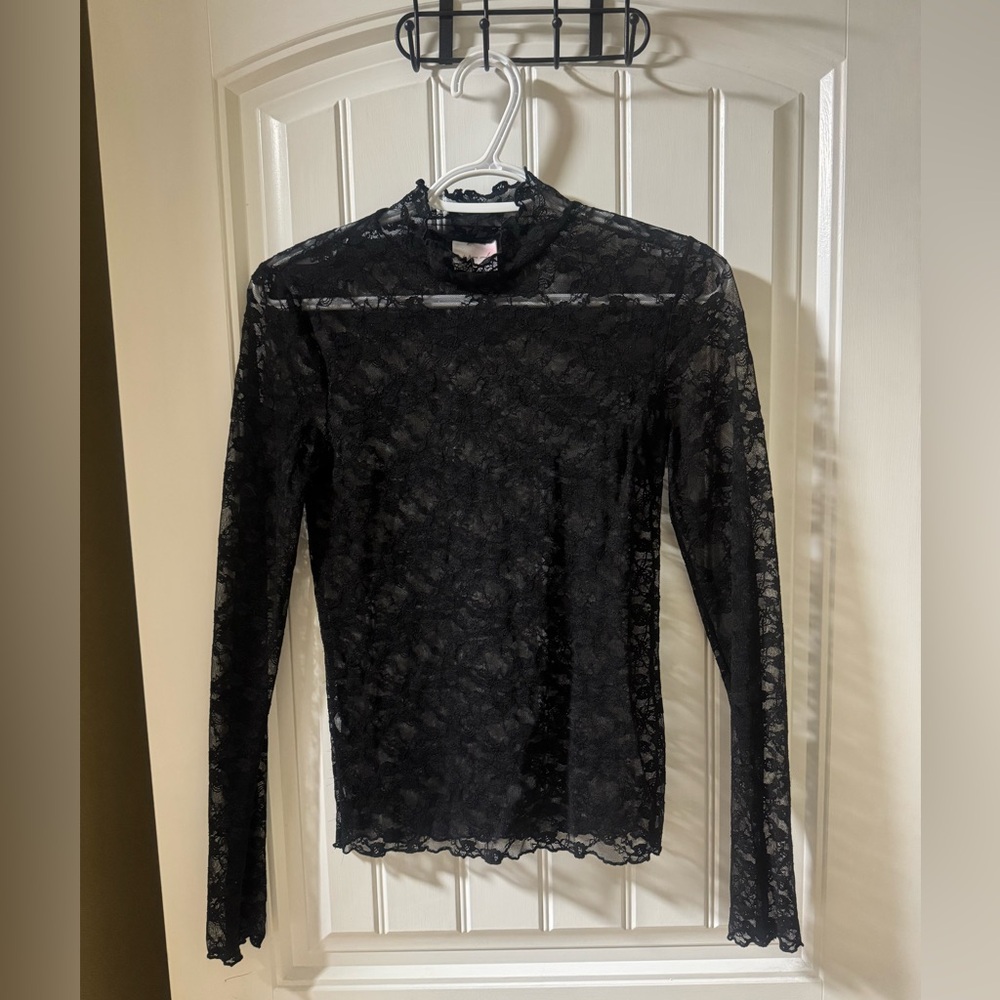 Elegant Black Lace Sheer Top